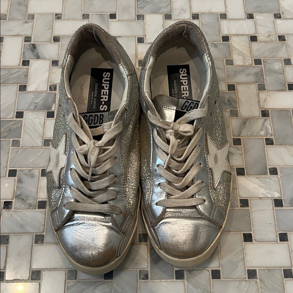 Golden Goose Silver Glitter Sneakers - Picture 1 of 12